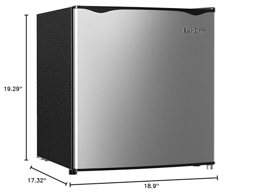 EUHOMY 1.7 Cu.Ft Mini Fridge with Freezer, Reversible Single Door Compact Refrigerator, Adjustable Thermostat, Energy Saving, Mini Fridge for Bedroom