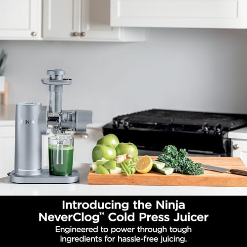 Ninja NeverClog Cold Press Juicer, Powerful Slow Juicer with Total Pulp Control, Countertop, Electric, 2 Pulp Functions, Dishwasher Safe