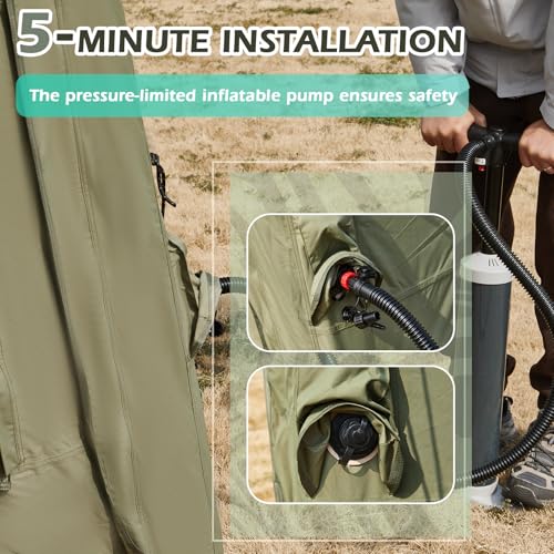 YOLENY Inflatable Tents for Camping, 4/6/8/10/12 Person Tent with TPU Skylight, Mesh Windows, Stove Jack & Pump, Easy Setup 4 Season Glamping Tent