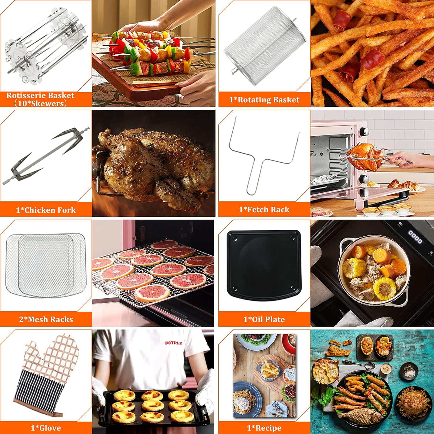 Air Fryer, 12.7-Quarts Air Oven, Rotisserie Oven, 1700W Electric Air Fryer Oven with LED Digital Touchscreen