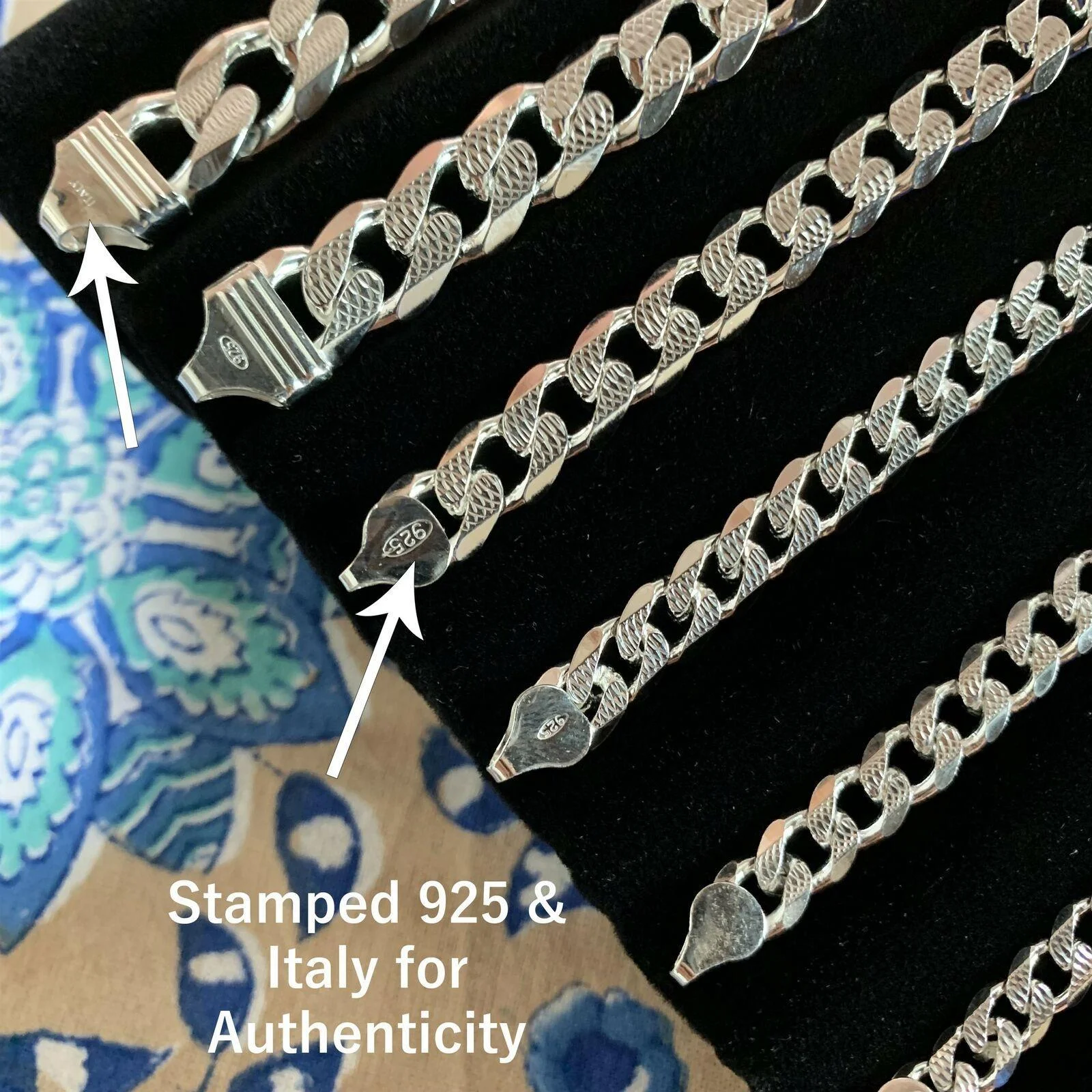 Necklaces for Men Women Kids Real Solid 925 Sterling Silver Chain Plata Diamond Cut Cuban Curb Miami