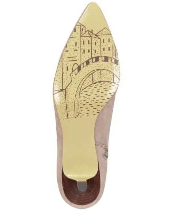 BELLA VITA Womens Beige Cushioned Stretch Stephanie Pointed Toe Kitten Heel Zip-Up Booties 10 N