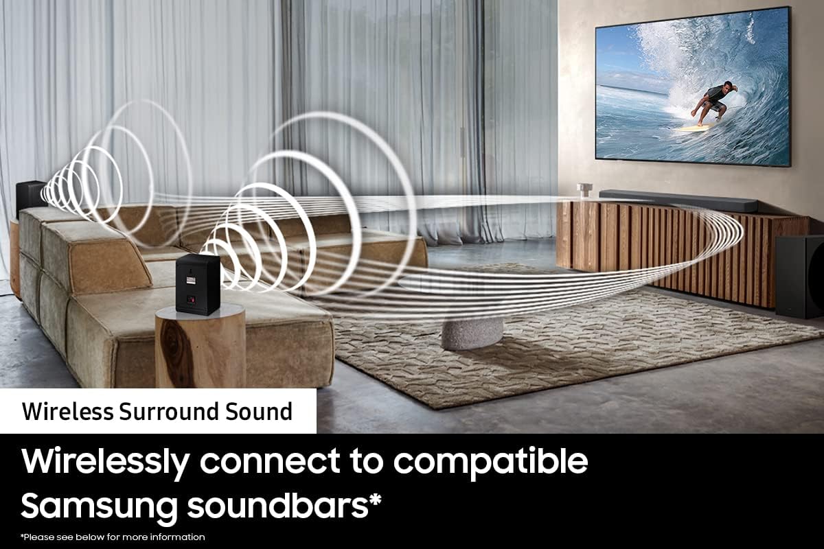 SAMSUNG SWA-9200S Wireless Rear Speaker Kit, Upgrade Soundbar System to True Surround Sound Experience, Latest Model,Black - Smart Home Appliances