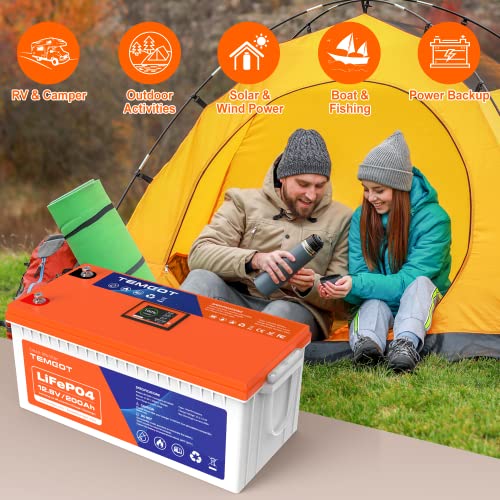 12V 300AH Low Temp Cutoff LiFePO4 Lithium Battery with Touchable Smart Display & APP Monitoring, Built-in 200A BMS,2560W Load Power, 5000+ Cycles