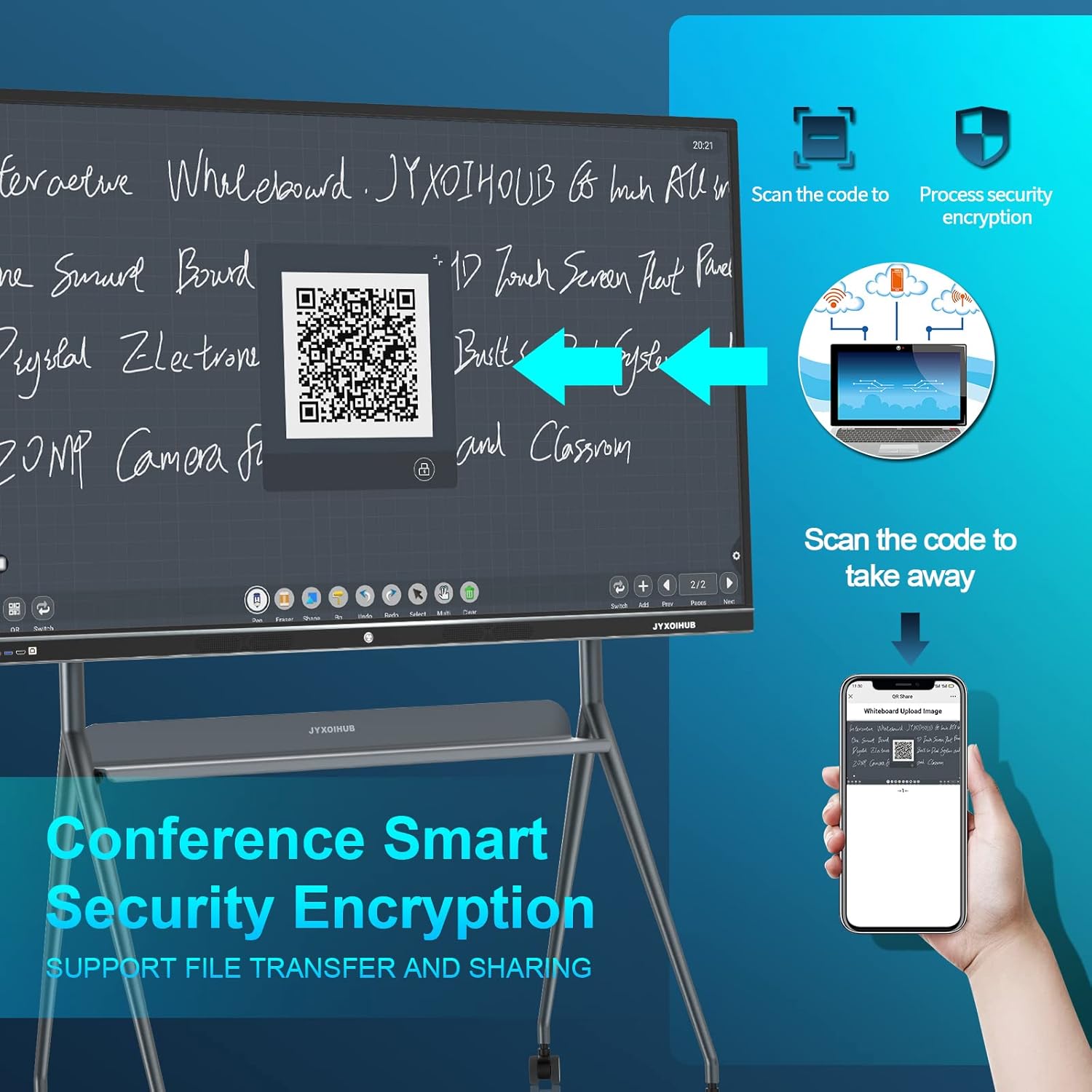 Interactive Whiteboard, 86inch Smart Board with 4K UHD Touch Screen Flat Panel