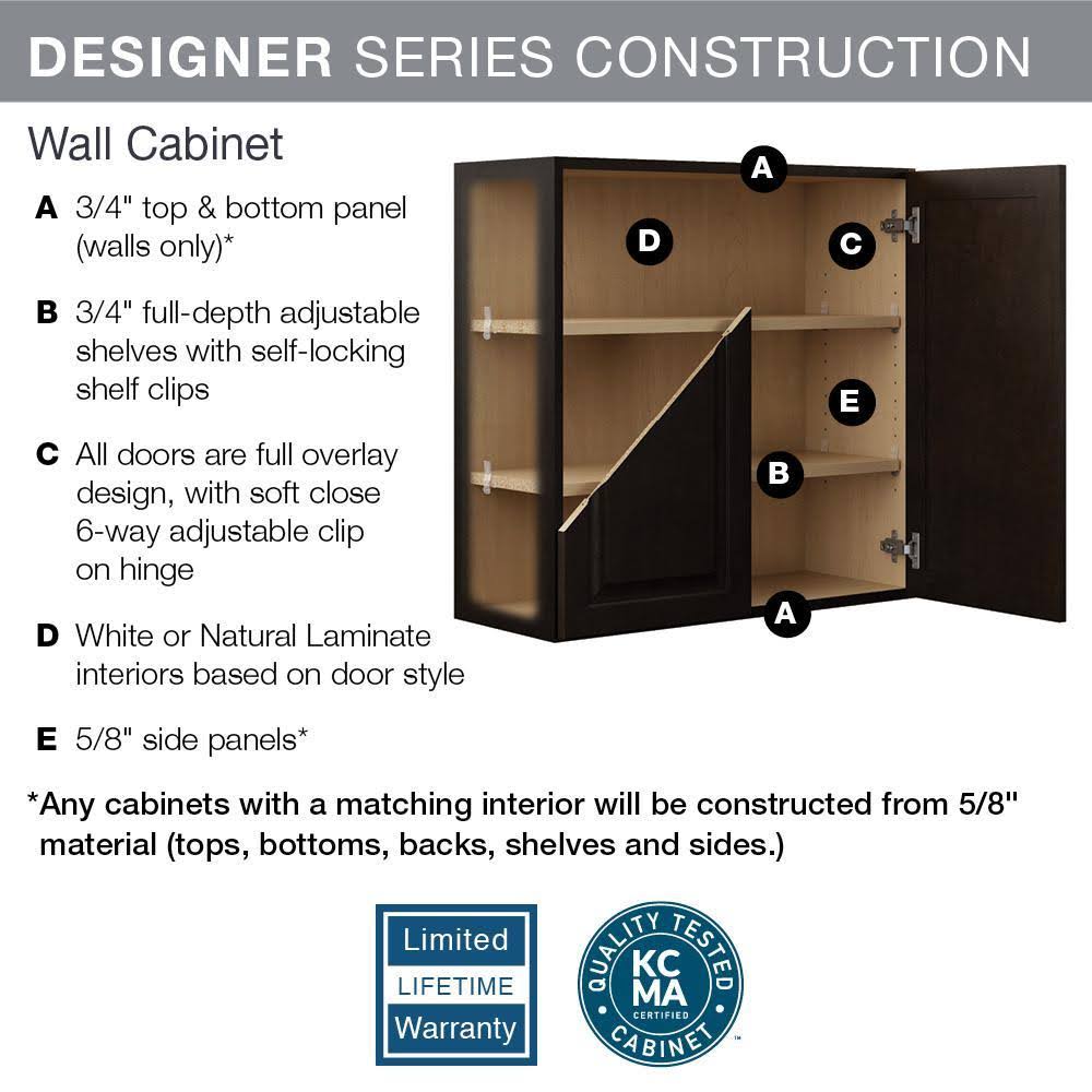 Hampton Bay Designer Series Edgeley Assembled 33x18x24 in. Wall Kitchen Cabinet in White