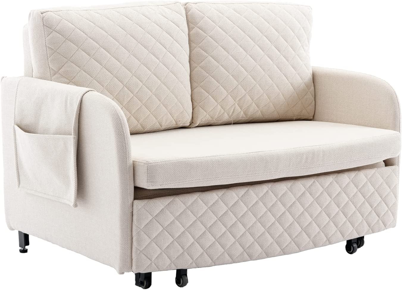 Tabaray Mini Pull Out Couch Bed,Twin Sleeper Sofa with Storage Barcket and Side Pocket,Love sSeats for Living Room,Bedroom,Office
