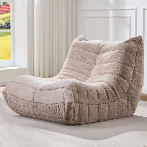 Bean Bag Chairs for Adults Giant Bean Bag Chair Memory Foam BeanBag Chair Big Bean Bag Sofa with Filler Faux Fur Fireside Beanbags Lazy Sofa for
