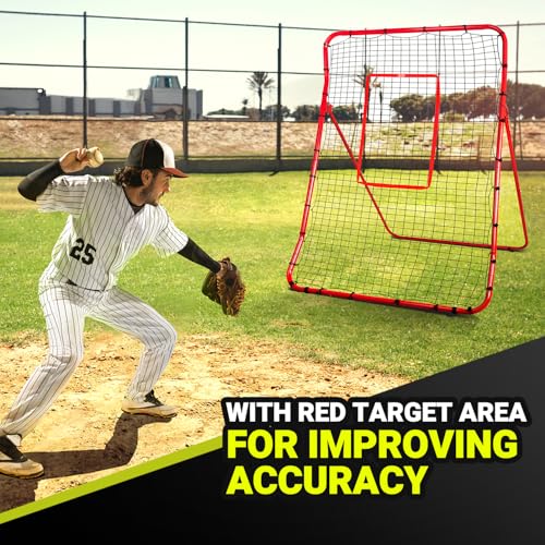 2 in 1 Baseball Rebouder Net and Pitching Net, Adjustable Pitch Back Baseball Rebounder with Strike Zone,Base Ball Bounce Back Net for Pitching