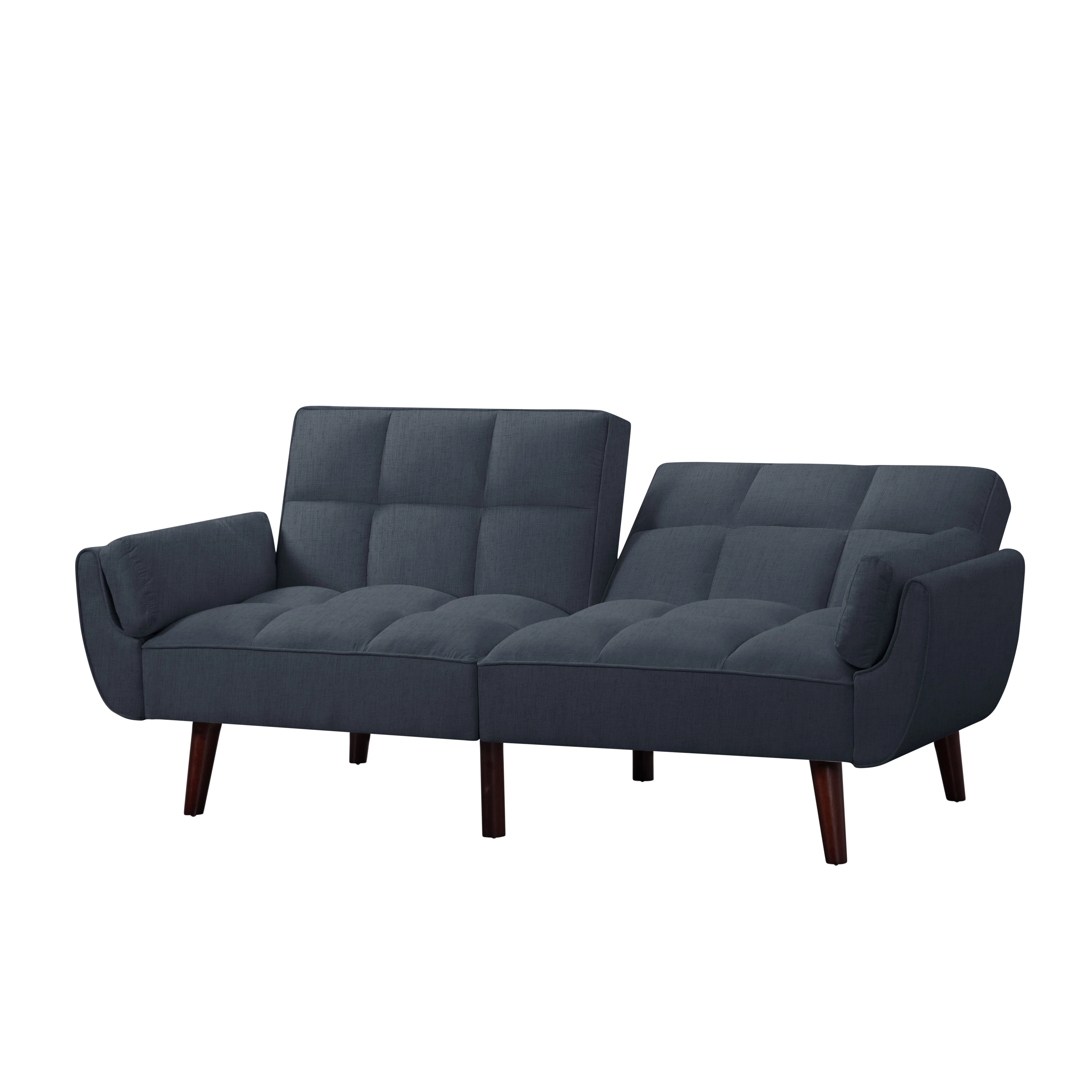 BSHTI 76” Futon Sofa Bed,Upholstered with Polyester,Wood Frame,2 Arm Pillows Included,3 Adjustable Positions ,5 Colors for Choosing