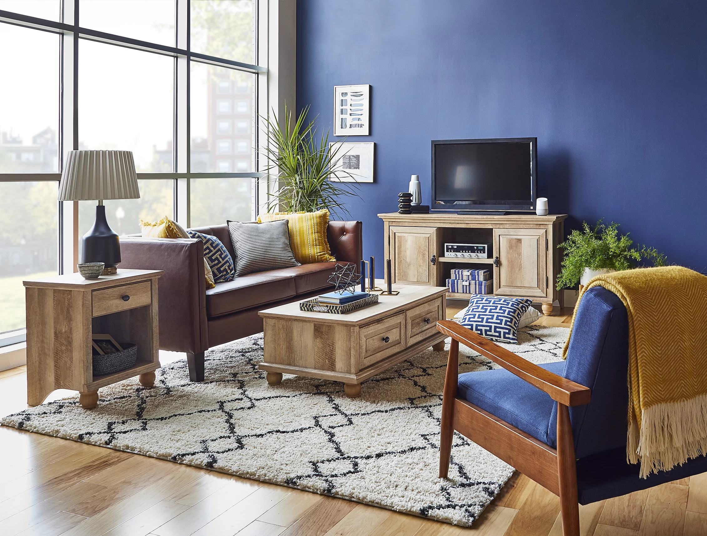 Better Homes & Gardens Crossmill TV Stand for TVs up to 65", Weathered Finish