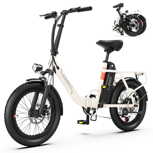 Folding Electric Bike, Peak 1000W Ebikes for Adults, 25Mph Top Speed 45Miles 20" Step-Thru Fat Tire Electric Bike with Rear Rack,7-Speed