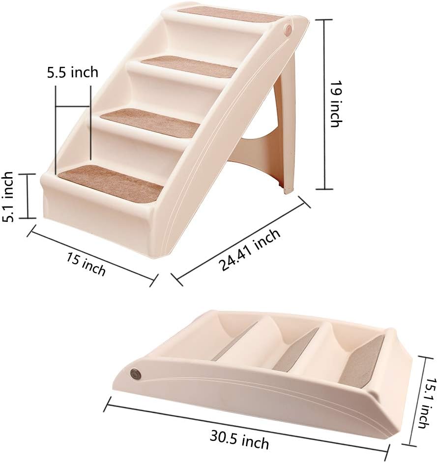 PAWISE Dog Stairs Foldable Steps for Puppy and Kitty, Dog Cat Ramp (Stair-1)
