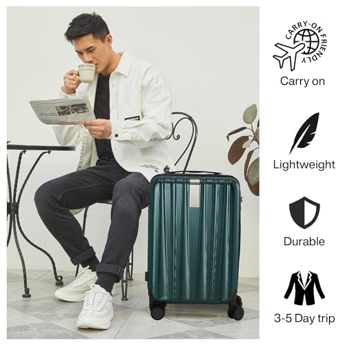 Hanke 29 Inch Luggage Suitcases With Spinner Wheels Lightweight PC hardside Rolling Suitcase With Travel Lock, Checked-Large 29-Inch(Blackish Green)
