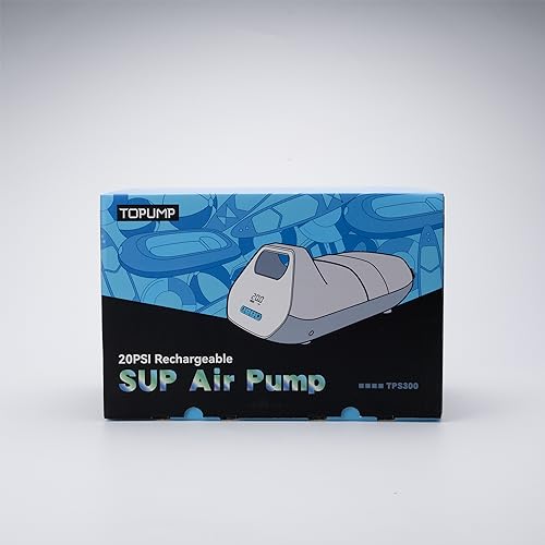 TOPUMP 7800mAh Rechargable SUP Air Pump TPS300,20PSI Electric Paddle Board Pump with Auto-Off Feature, Dual Stage Inflation & Deflation
