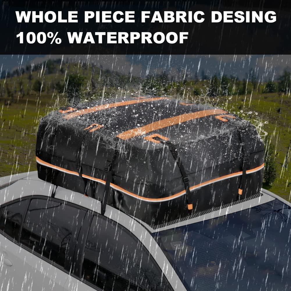 TAGMORE Rooftop Cargo Carrier Roof Bag Waterproof 20 Cubic Roof Top Car Cargo Carrier All Cars with/Without Rack Includes Anti-Slip Mat 10 Reinforced