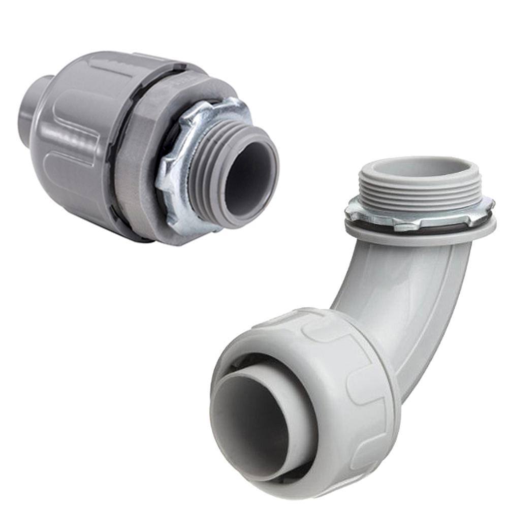 HYDROMAXX 2 in. Dia x 25 ft. Non-Metallic UL Liquid Tight Electrical Conduit Kit with 2 Straight and 2 Angle Fittings Included