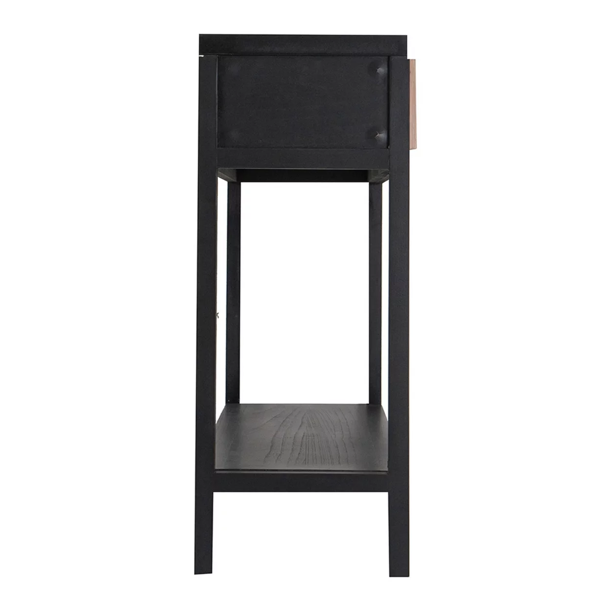 Dana 39 Inch Sofa Console Table, 2 Rattan Drawers, Black Finish, Brown- Saltoro Sherpi