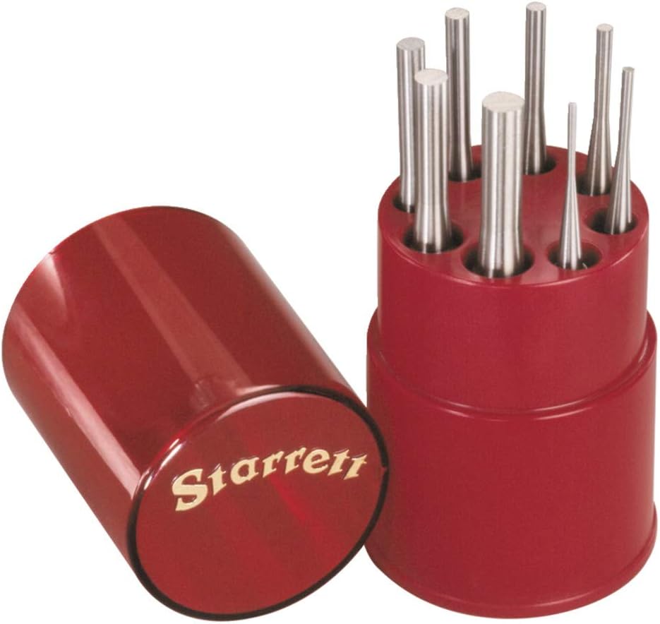 Starrett Drive Pin Punch Set, S565WB, 8 Pieces - 1/16, 3/32, 1/8, 5/32, 3/16, 7/32, 1/4, 5/16 Diameters and 4 Inch Length