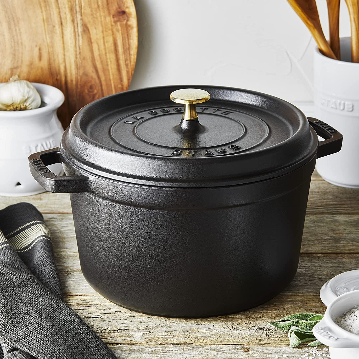 Cast Iron Dutch Oven 5-qt Tall Cocotte  Made in France  Serves 5-6  Matte Black