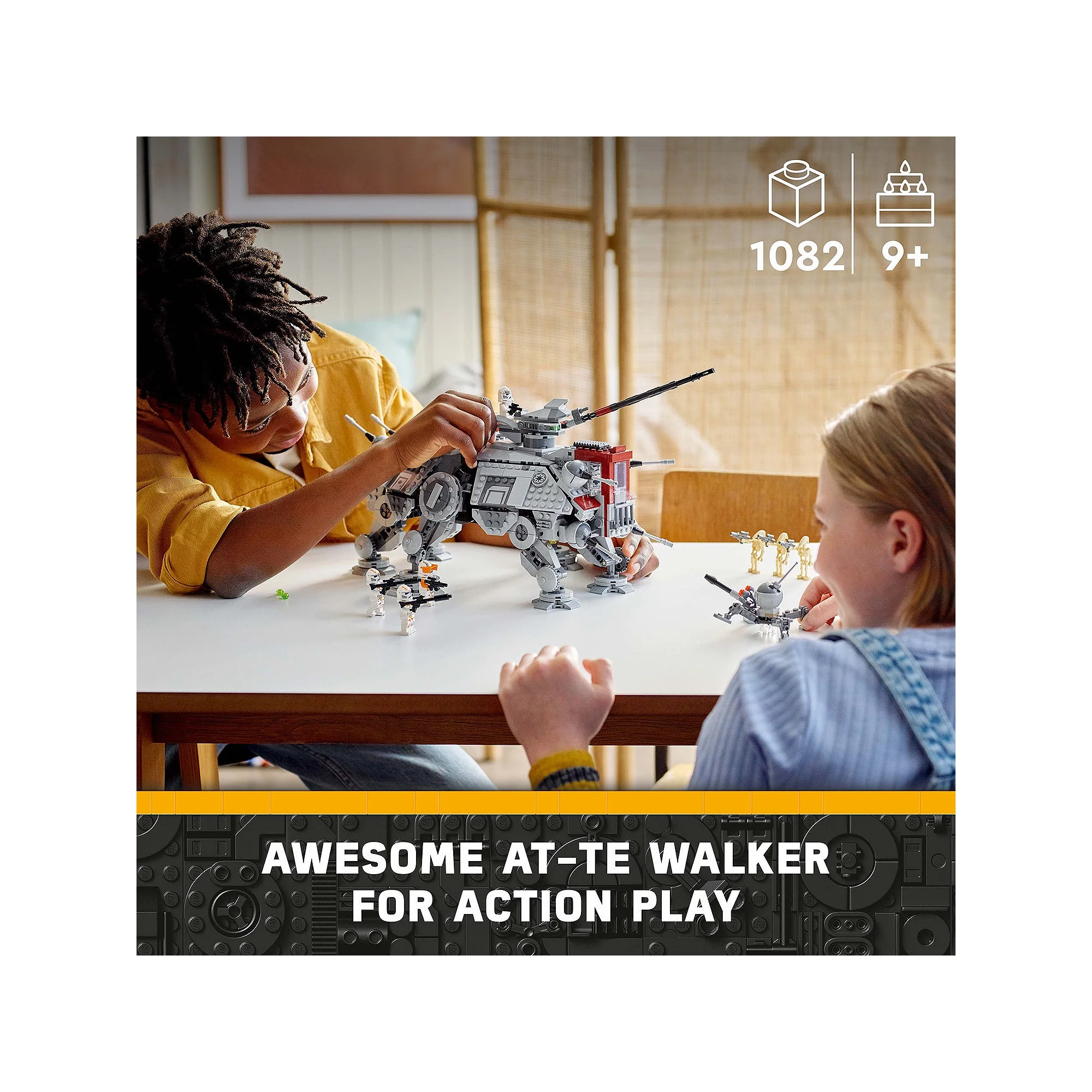 LEGO Star Wars AT-TE Walker 75337 Poseable Toy, Revenge of the Sith Set, Gift for Kids with 3 212th Clone Troopers