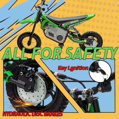 KerryYoo 36V 350W C11 Electric Dirt Bike for Kids 8-14, Up to 16MPH Off-Road Electric Motorcycle with Explosion-Proof Tires, Twist Grip Throttle