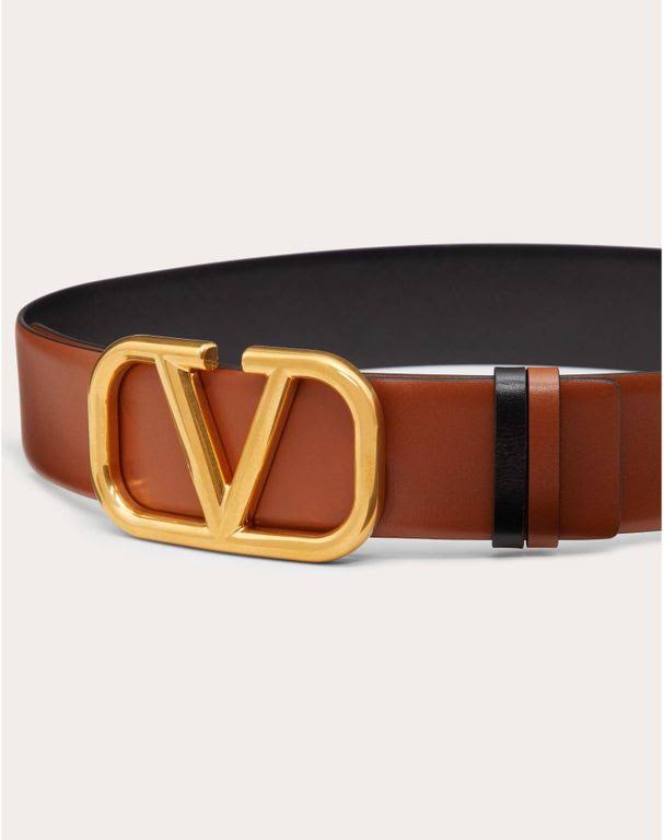 Valentino Garavani Reversible Vlogo Signature Belt in Glossy Calfskin 40mm