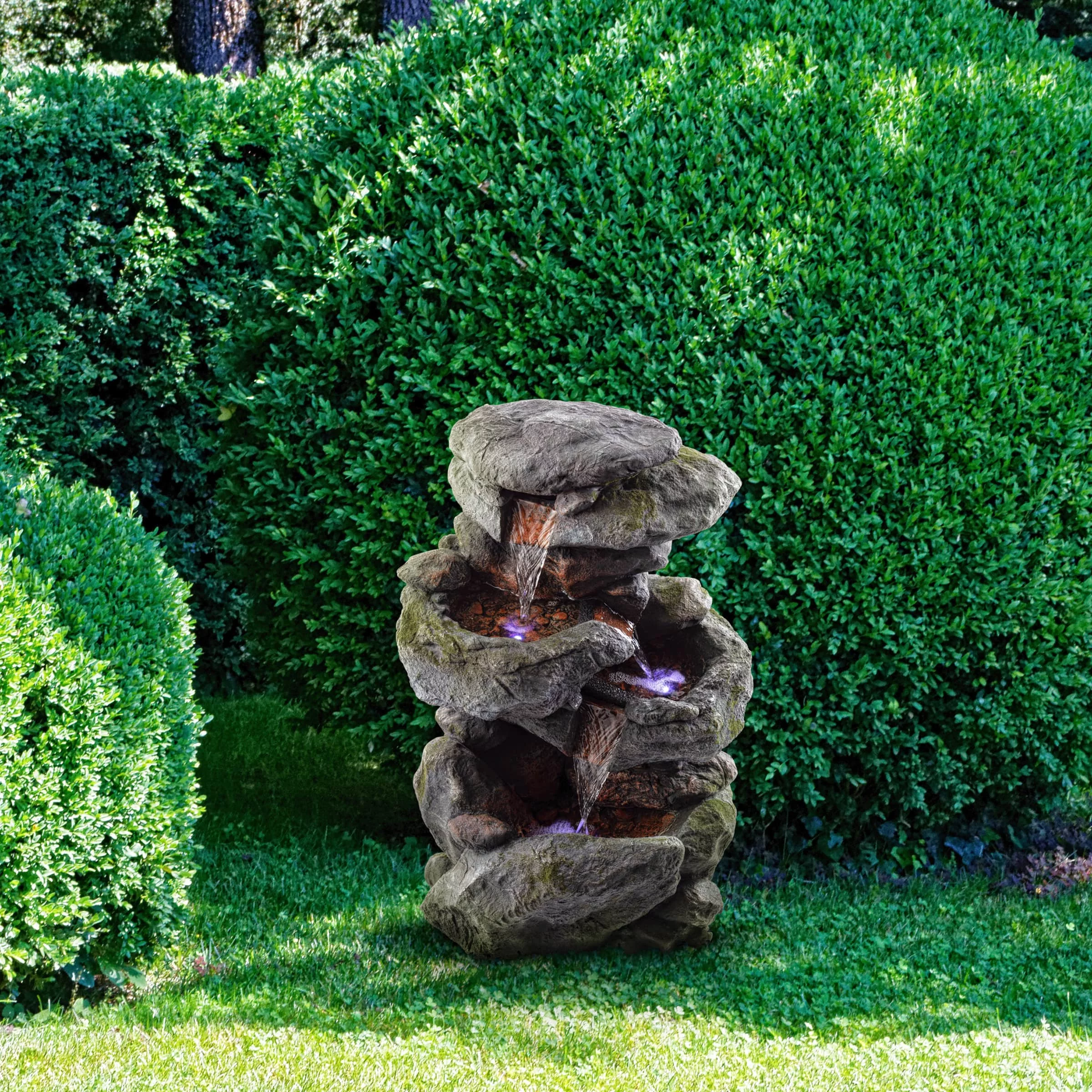 Alpine Corporation 22" Outdoor 3-Tier Rock Cascading Tabletop Fountain