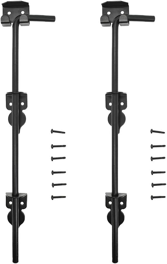 Cane Bolt Heavy Duty Gate Drop Rod 36 inch Steel with Black Finish -2 Pack for Double Door