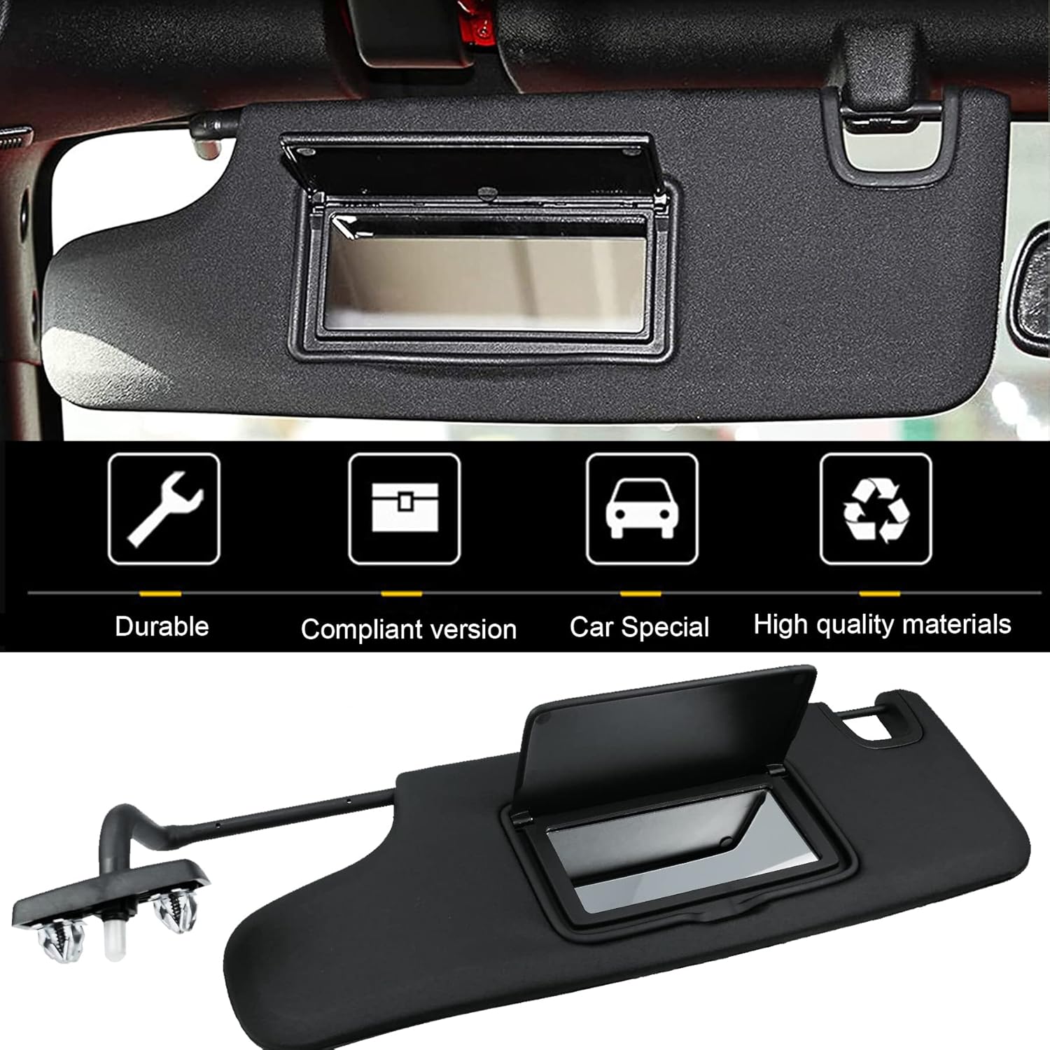 Left Driver Side Sun Visor Fit for Jeep Wrangler JK 2007-2018 Replace 6CJ07DX9AA Pack of 2