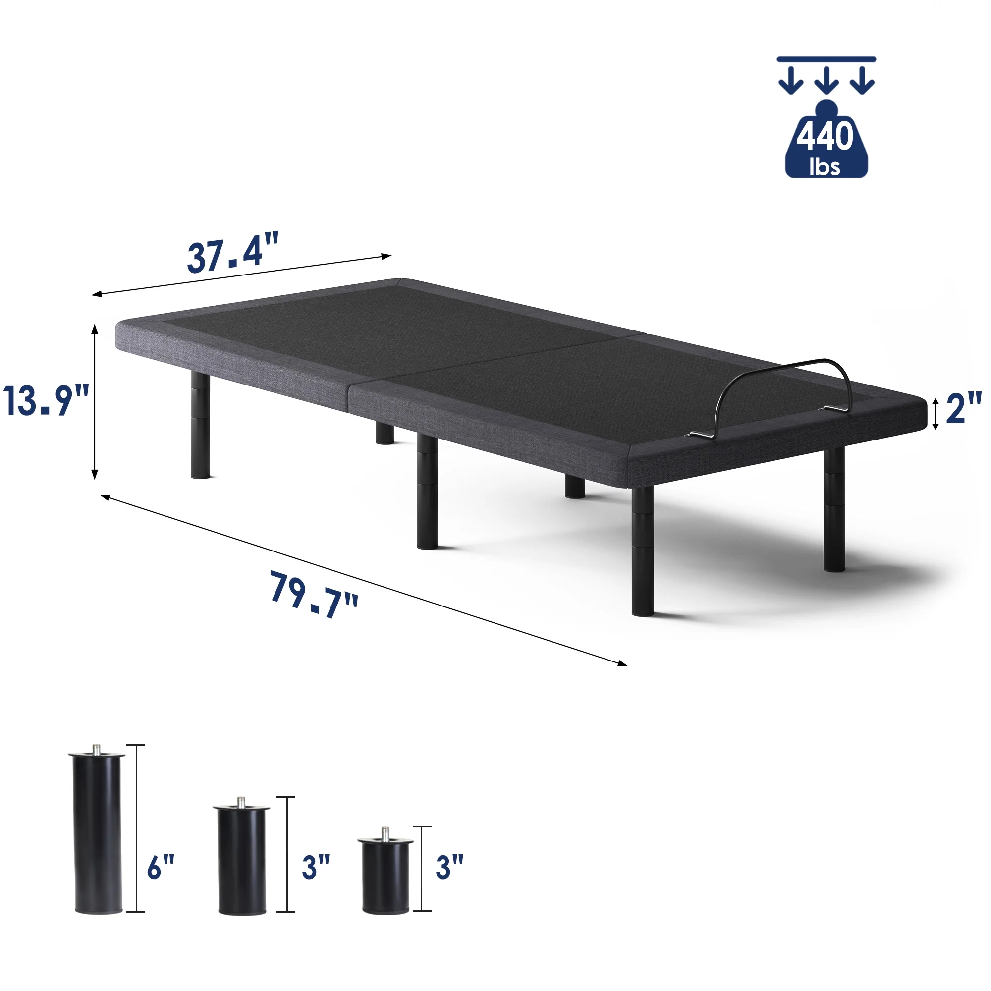 SogesPower Twin Size Ergonomic Electric Adjustable Bed Base:USB Ports, Nightlight & Wireless Remote Control,Memory Pre-Sets