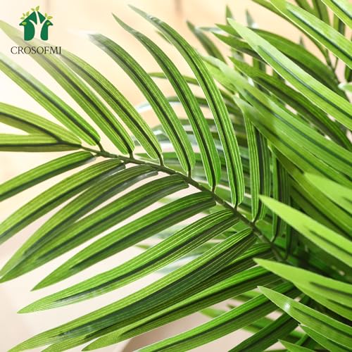 CROSOFMI Artificial Areca Palm Plant 6 Ft Fake Palm Tree with 13 Leaves Faux Yellow Palm in Pot for Indoor Outdoor House Home Office Modern
