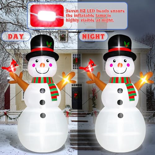 16FT Christmas Inflatable Snowman Outdoor Decorations, Giant Christmas Snowman, Holiday Blow Up Yard Decor with LED Lights