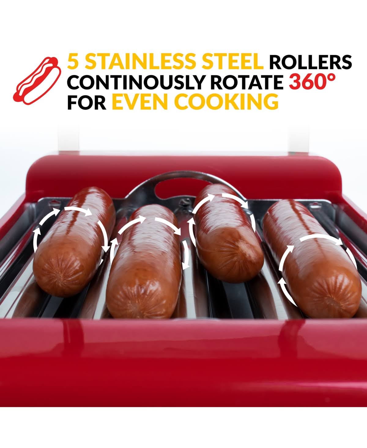 Nostalgia Hdr8rr Roller Warmer 8 Hot Dog and 6 Bun Capacity
