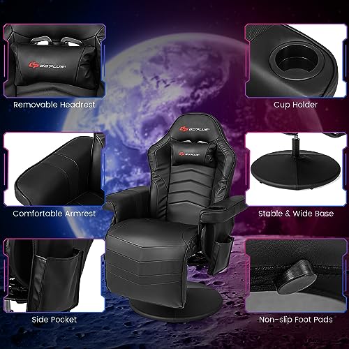 Goplus Massage Gaming Chair, Racing Style Gaming Recliner w/Adjustable Backrest and Footrest