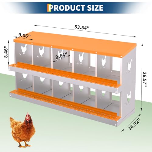Garvee Chicken Nesting Box with Removable Tray, 8 Compartment Nesting Boxes for Chickens, Easy to Clean and Install