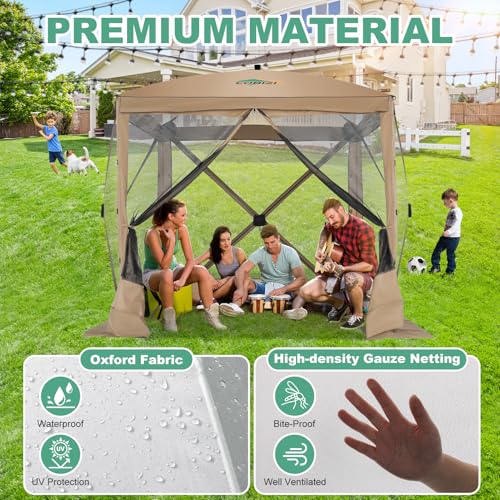COBIZI 12x12ft Pop up Gazebo Screen Tent Screen House for Camping, Camping Outdoor Screened Gazebo, Canopy Tent