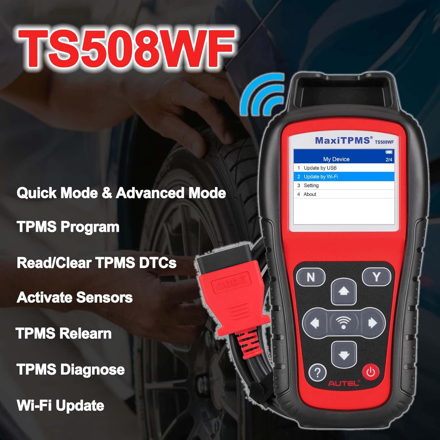 Autel TPMS Programming Tool TS508WF, TPMS Sensor Programmer, TPMS Relearn Tool, TPMS Reset Tool, Activate Read Copy Tire Sensor, Free Lifetime Update