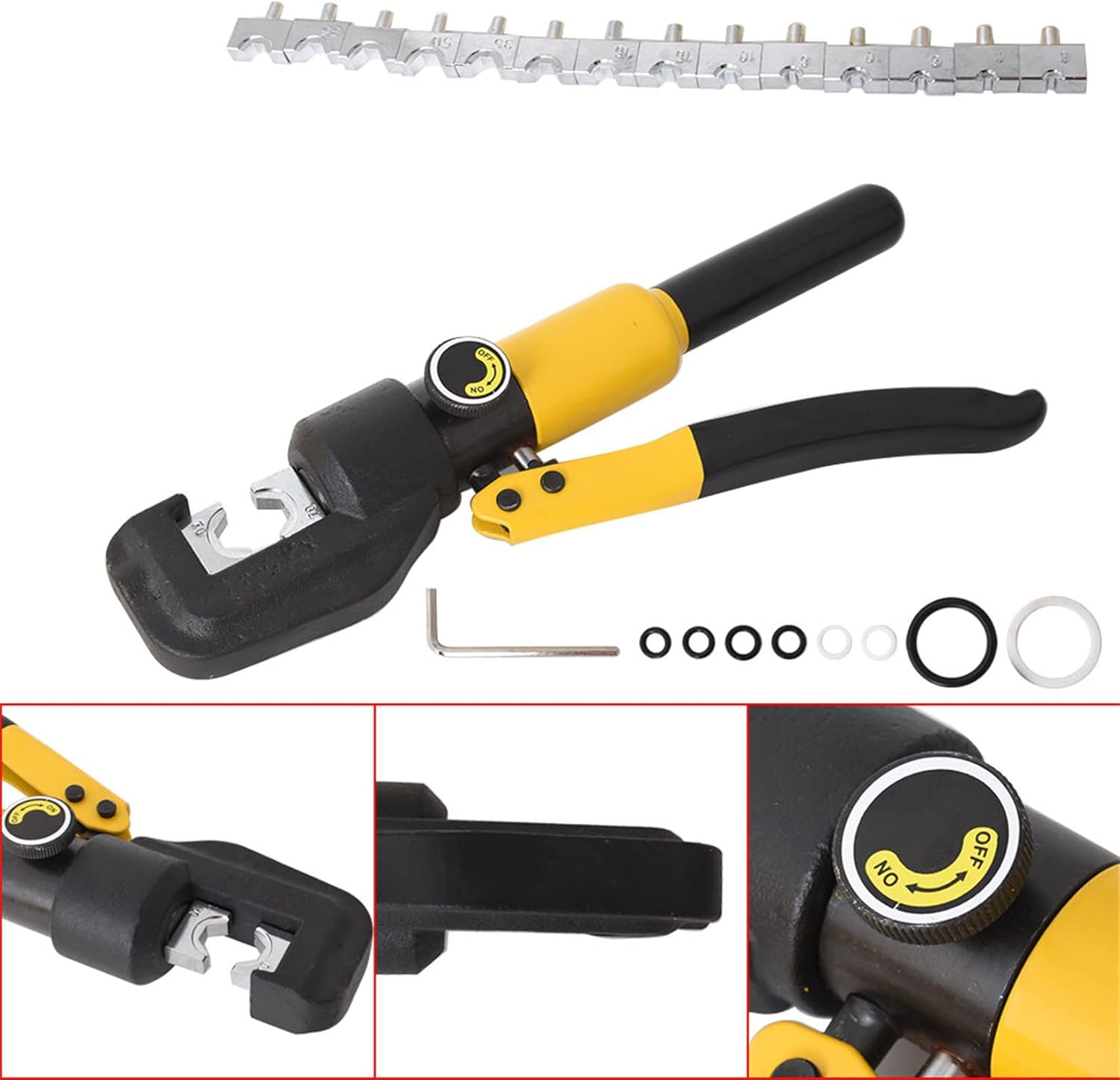 NEW 16 Ton Hydraulic Wire Crimper Battery Cable Lug Terminal Crimping Tool w/ 11 Dies