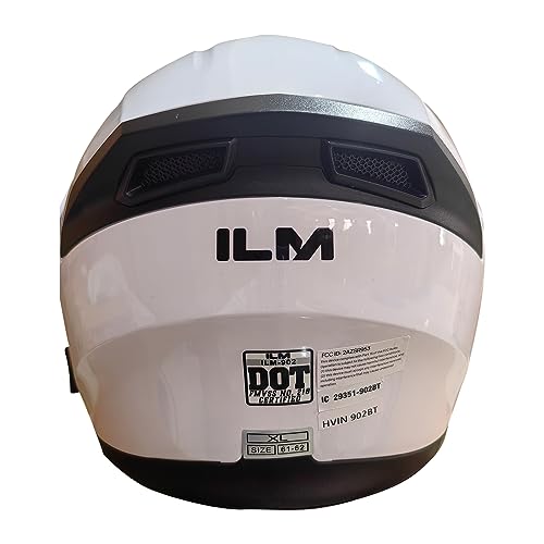 ILM Bluetooth Motorcycle Helmet Modular Flip up Full Face Dual Visor Mp3 Intercom FM Radio DOT Model 902BT(Matte Black, Large)