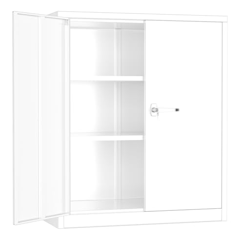 Greenvelly Metal Storage Cabinet, 72" Black Locking Storage Cabinets with Doors and 4 Shelves, Metal Cabinet for Garage Home Office, Classroom