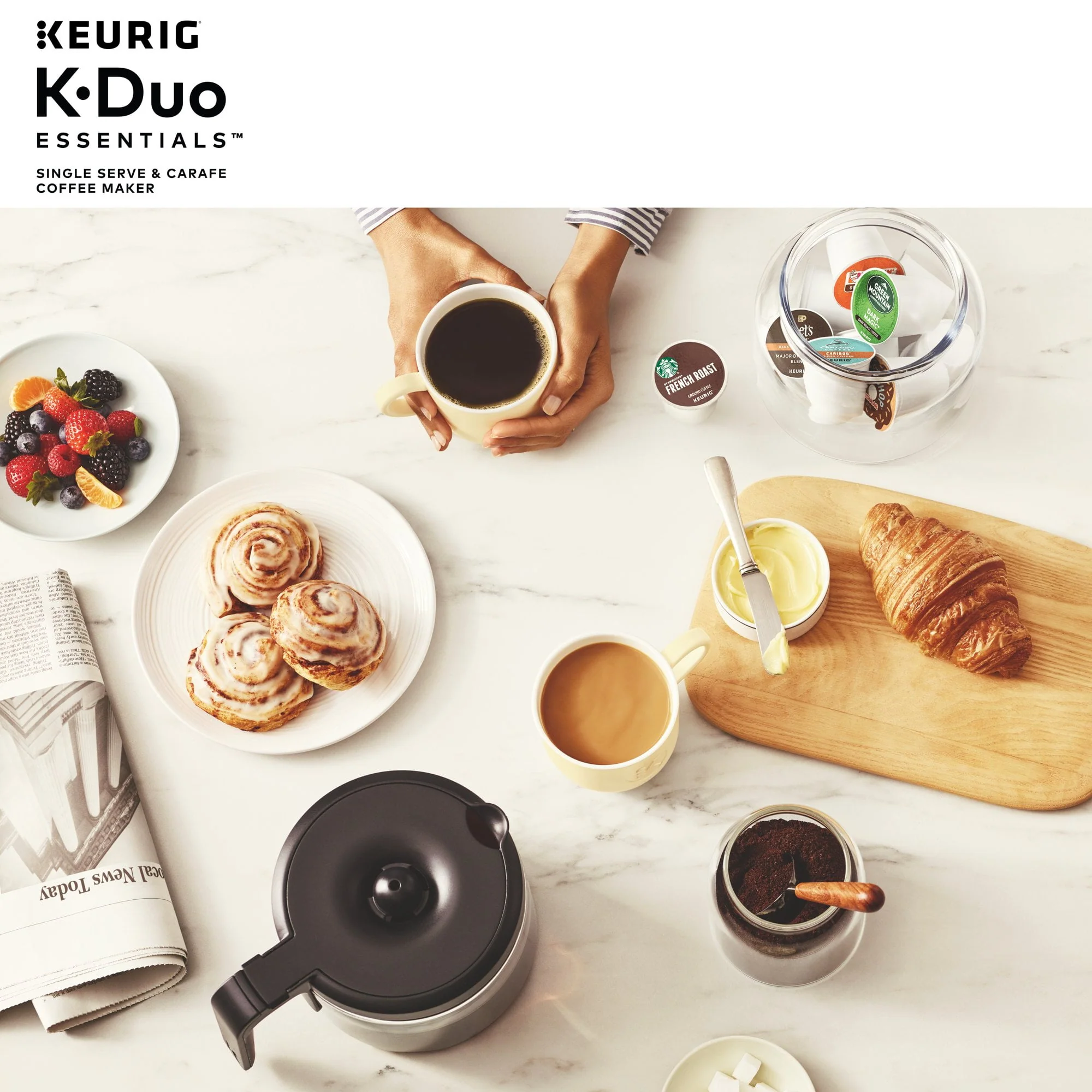 Keurig K-Duo Essentials Coffee Maker, with Single Serve K-Cup Pod and 12 Cup Carafe Brewer, Black