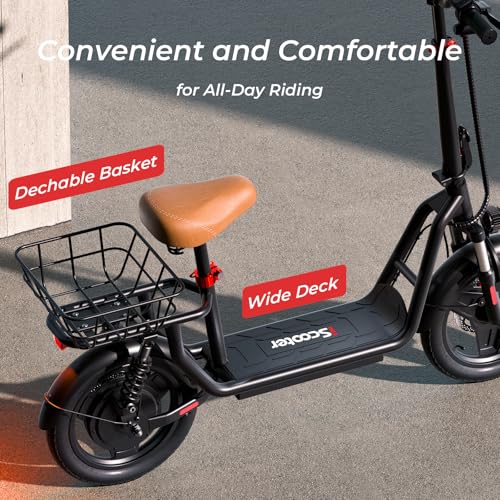 iScooter Electric Scooter with Seat, 37/21 Miles Long Range & 28/19/15.6 MPH Top Speed, 14"/12"/10" Pneumatic Tire