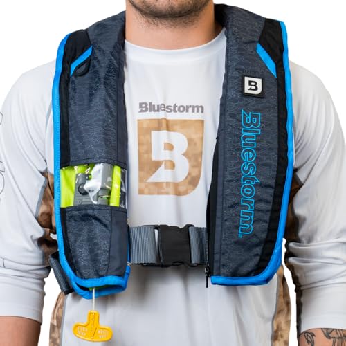 BLUESTORM Stratus 35 Inflatable Life Jacket PFD for Adults | US Coast Guard (USCG) Approved Automatic Self Inflating Life Vest Preserver with Manual
