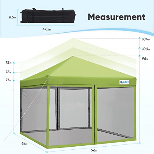 Quictent 6.6'x6.6' Pop up Screened Canopy Tent with Mosquito Netting, Portable Easy up Outdoor Screen House Shelter Fully Sealed for Patio