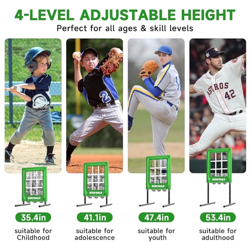 Heavy-Duty 9 Hole Baseball Pitching Net with Pitching Target Pockets, Regulation Size Strike Zone