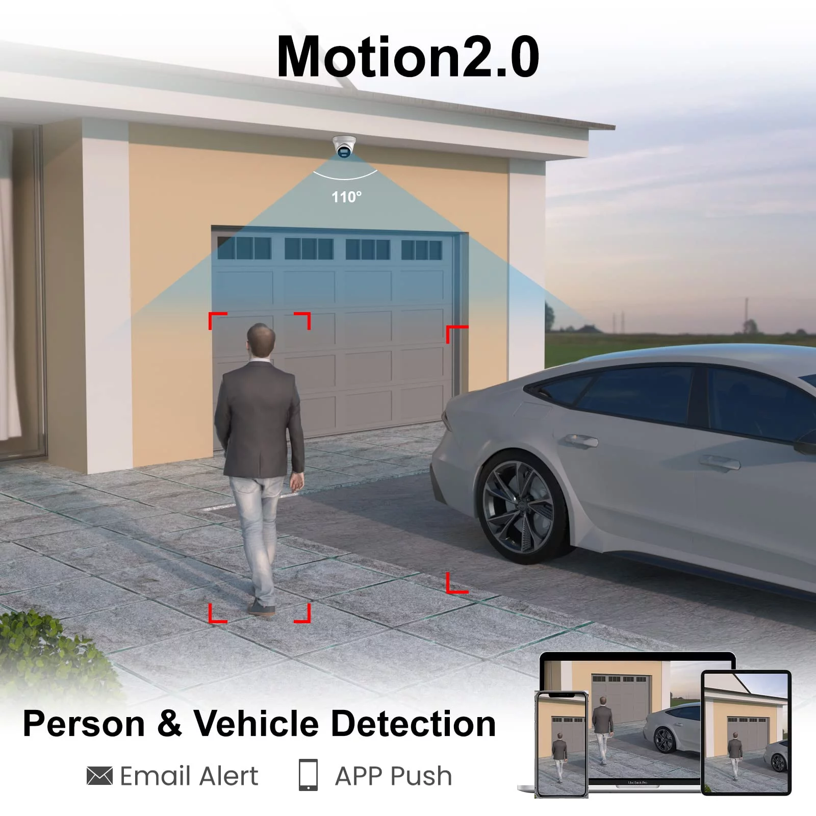 Anpviz 8CH 4K PoE Home Security Camera System, 8MP H.265+ NVR AI CCTV System and 4PCS 4K IP Bullet Camera With 2TB HDD, Human Vehicle Detection