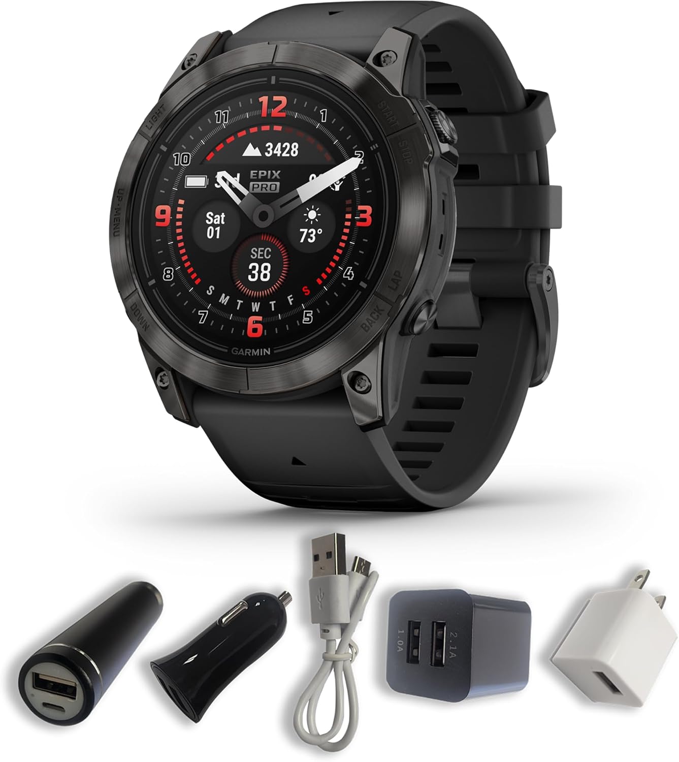 Epix Pro Gen 2 Sapphire Titanium 51 mm Watch, AMOLED Display, Up to 31 Days Battery Life, Multisport & Outdoor GPS Smartwatch Bundle