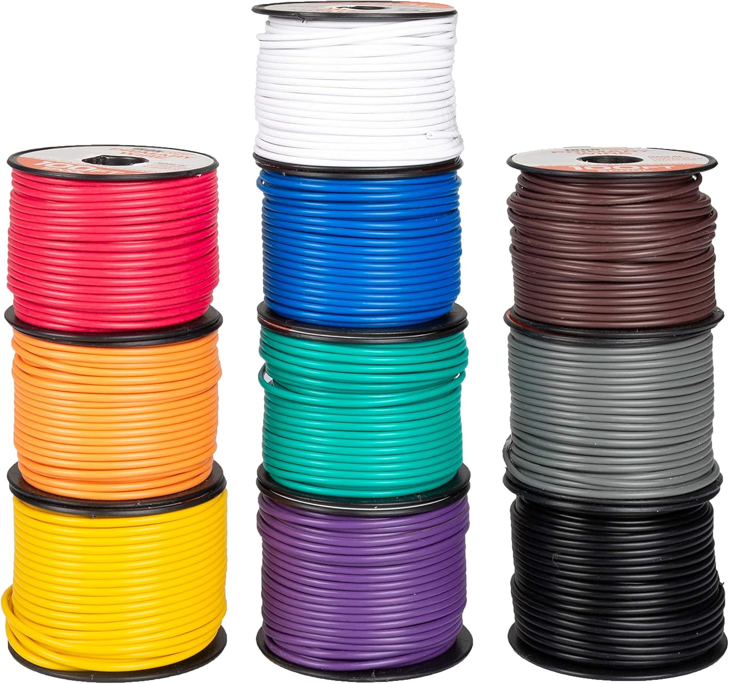 14 Gauge Primary Automotive Wire - 10 Roll Assortment Pack - 100 Ft of Copper Clad Aluminum Wire per Roll Pack of 2