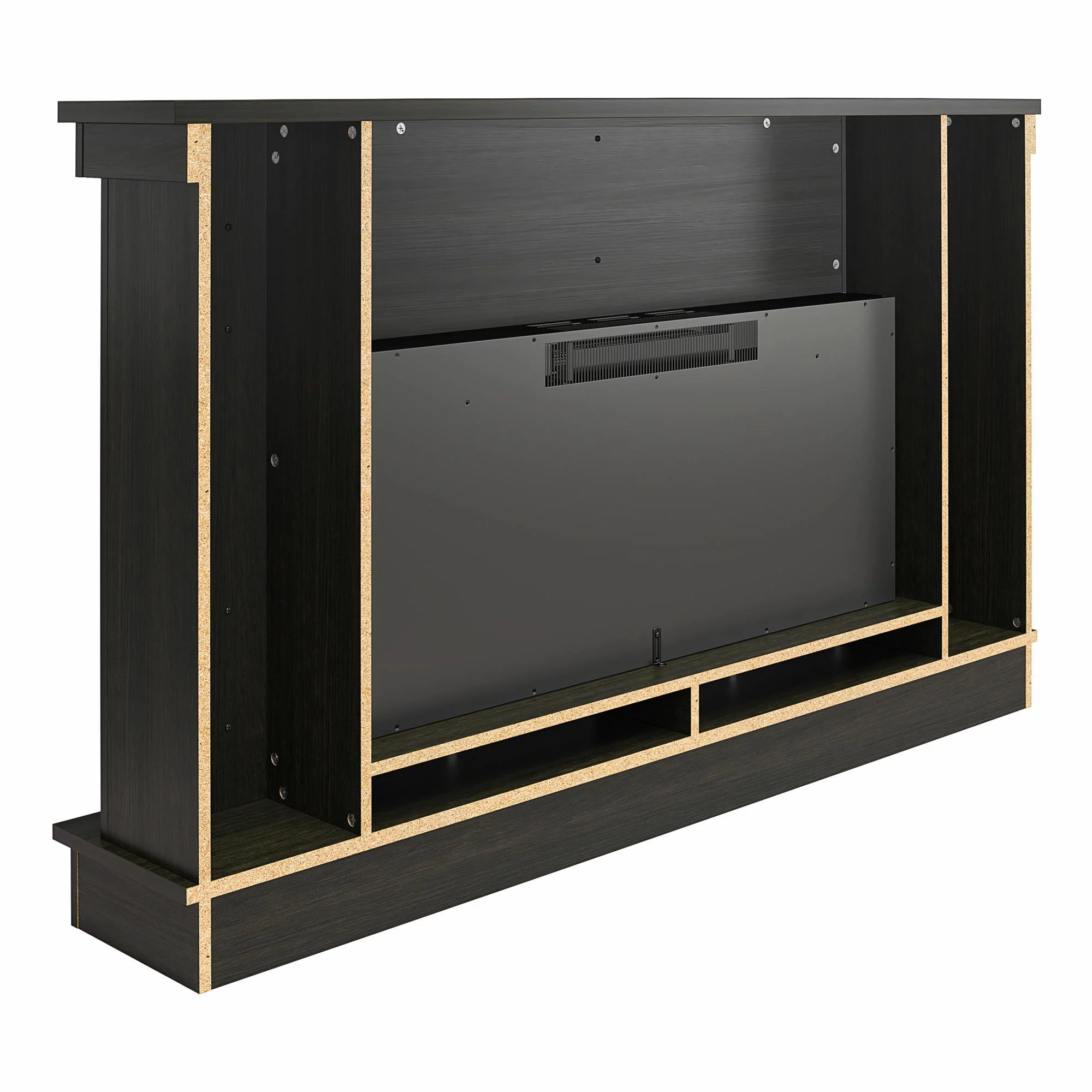 Elmcroft Wide Mantel with Linear Electric Fireplace, Charred Oak